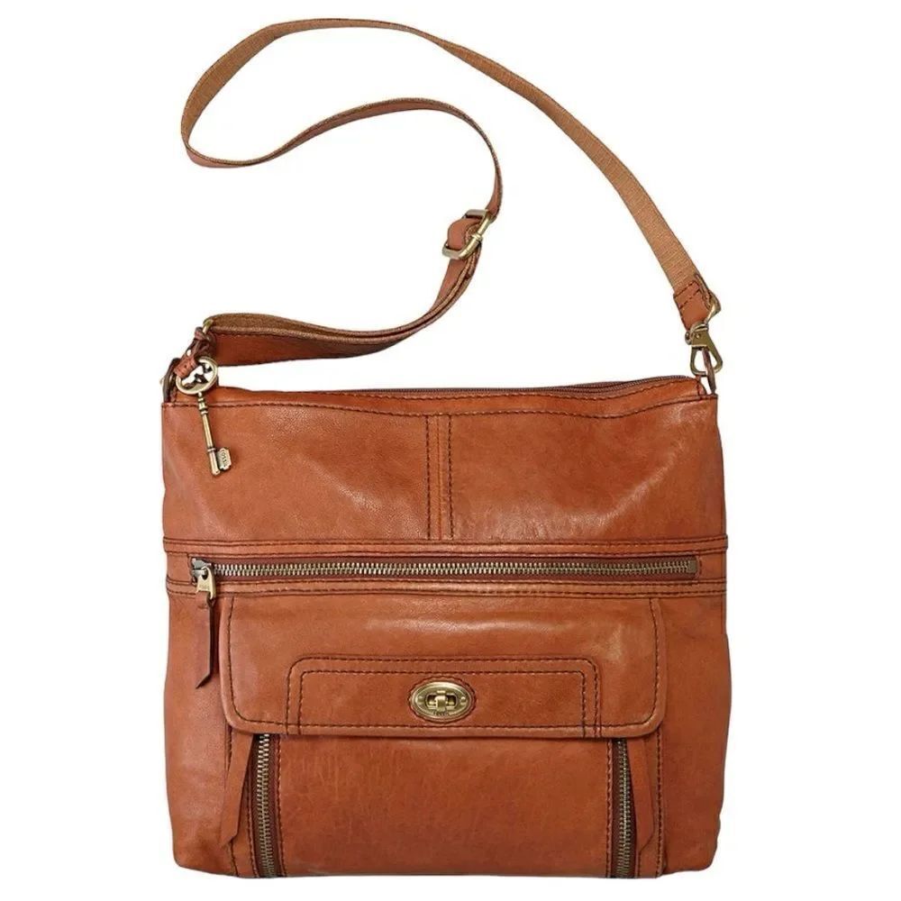 Fossil Stanton Leather Top Zip Crossbody Bag